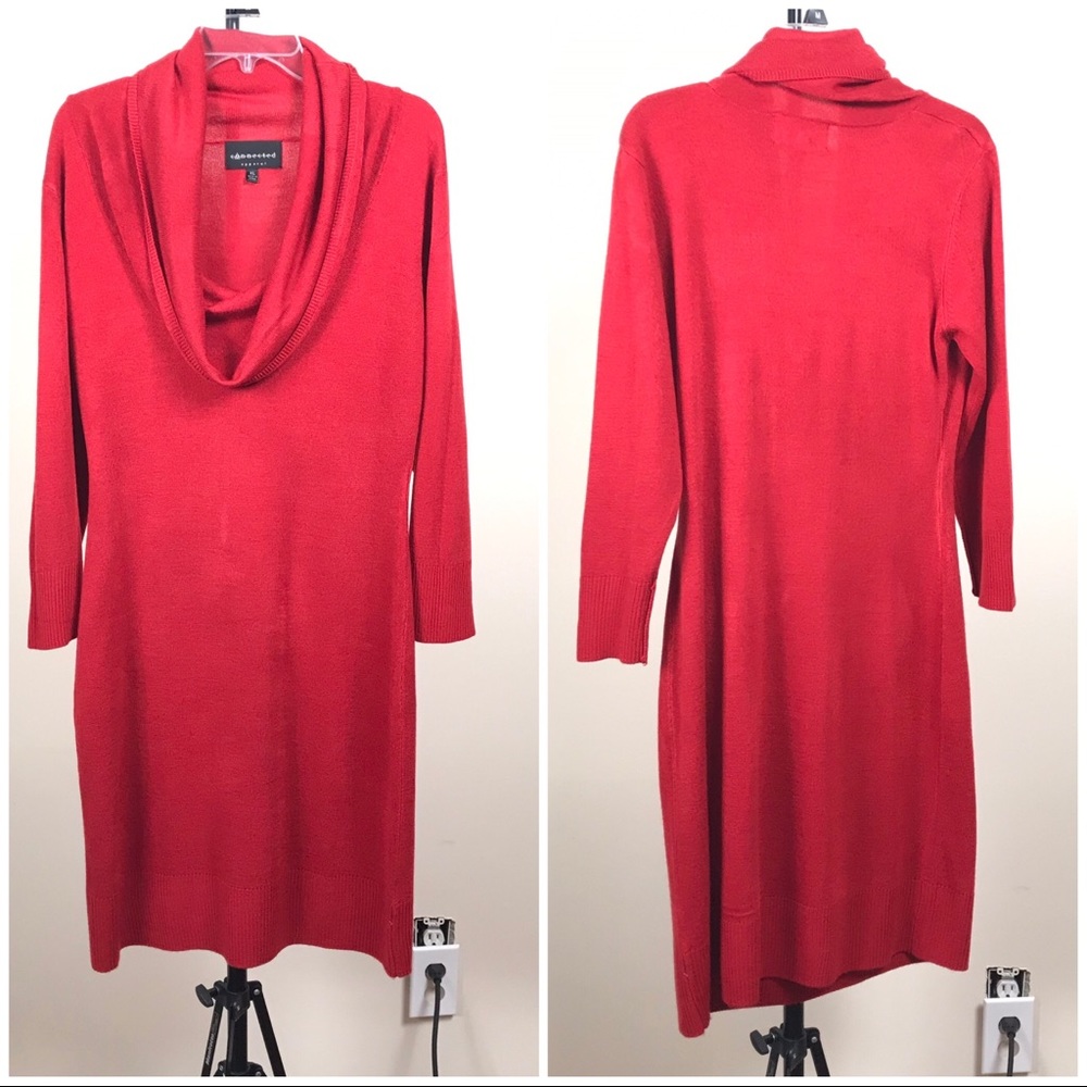 Connected Apparel sweater dress in tomato-red